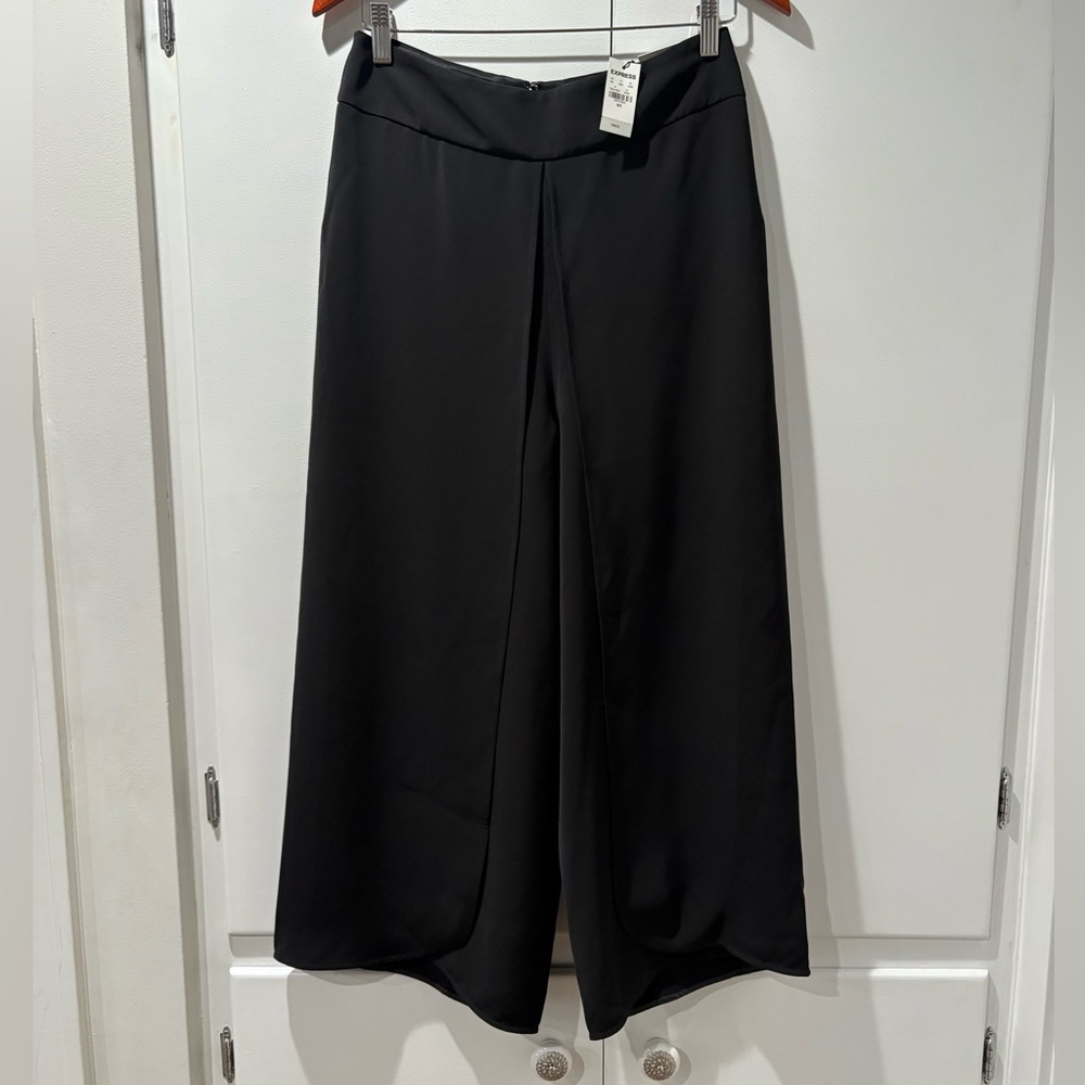 Express Black Wide-Leg Wrap Women's Pants 8R